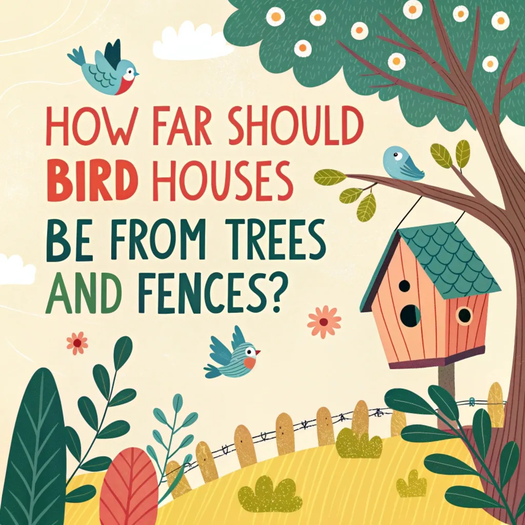 How far should bird houses be from trees and fences?