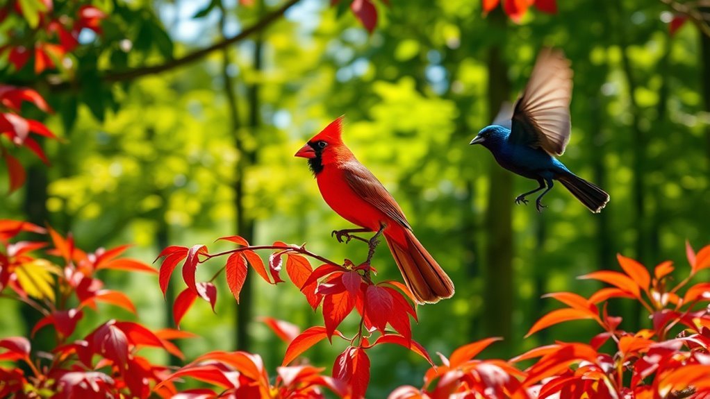 Identifying Black and Red Birds in Nature 2 black and red birds