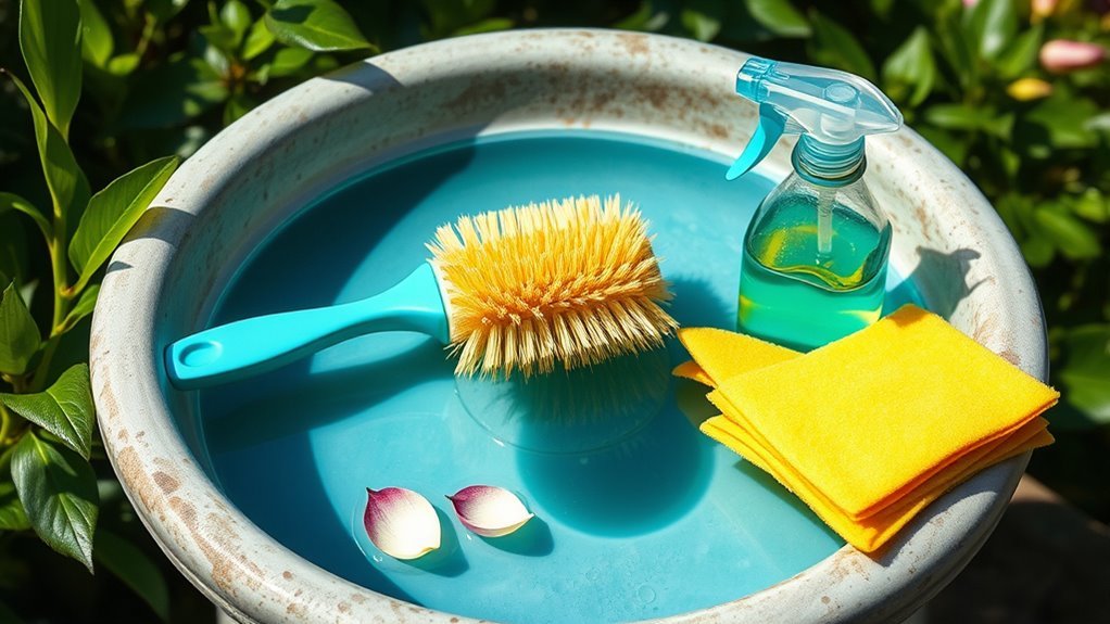 How to Keep Your Bird Bath Clean and Inviting 3 cleaning supplies and tools