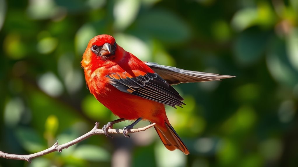 unique black winged red bird