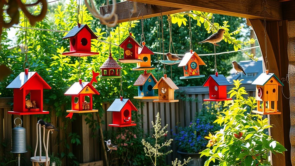 variety of bird feeders